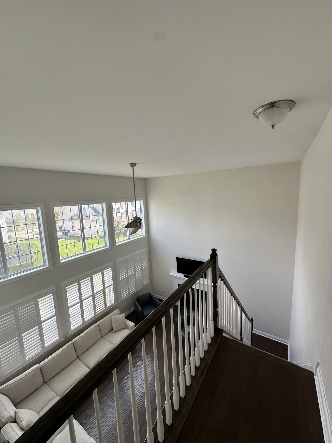Upper stair overlook after interior painting and trim work in Macungie PA