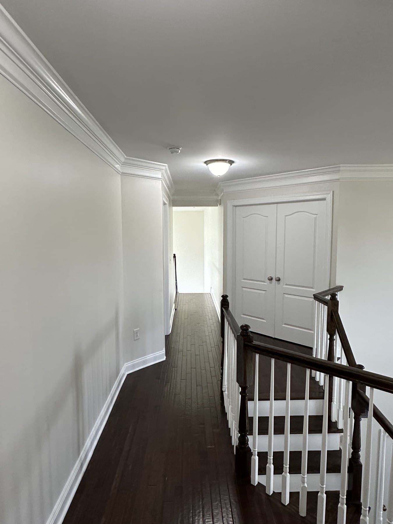 Upstairs hallway door and trim after interior painting in Macungie
