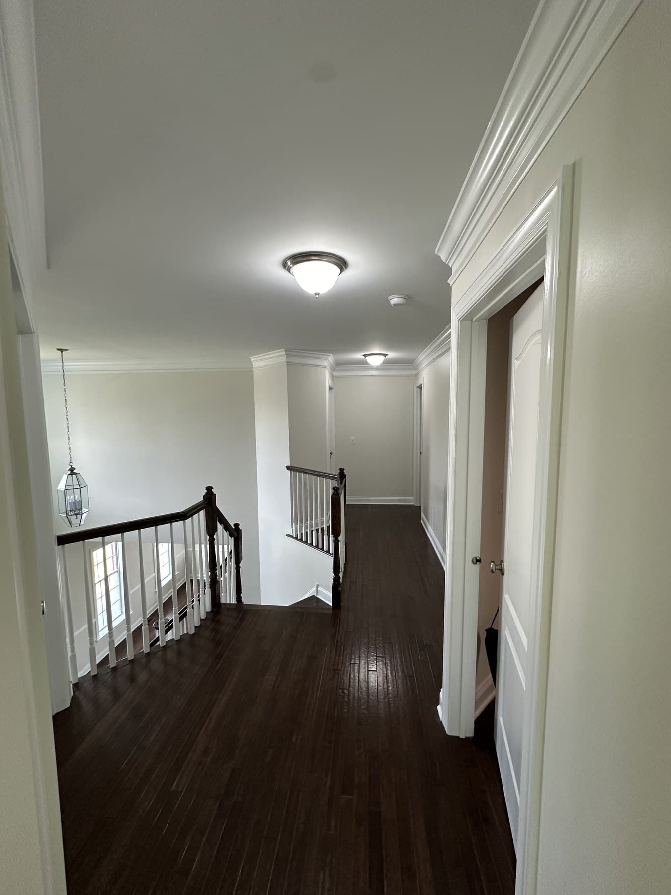 Upstairs hall and railing after interior painting in a Macungie house