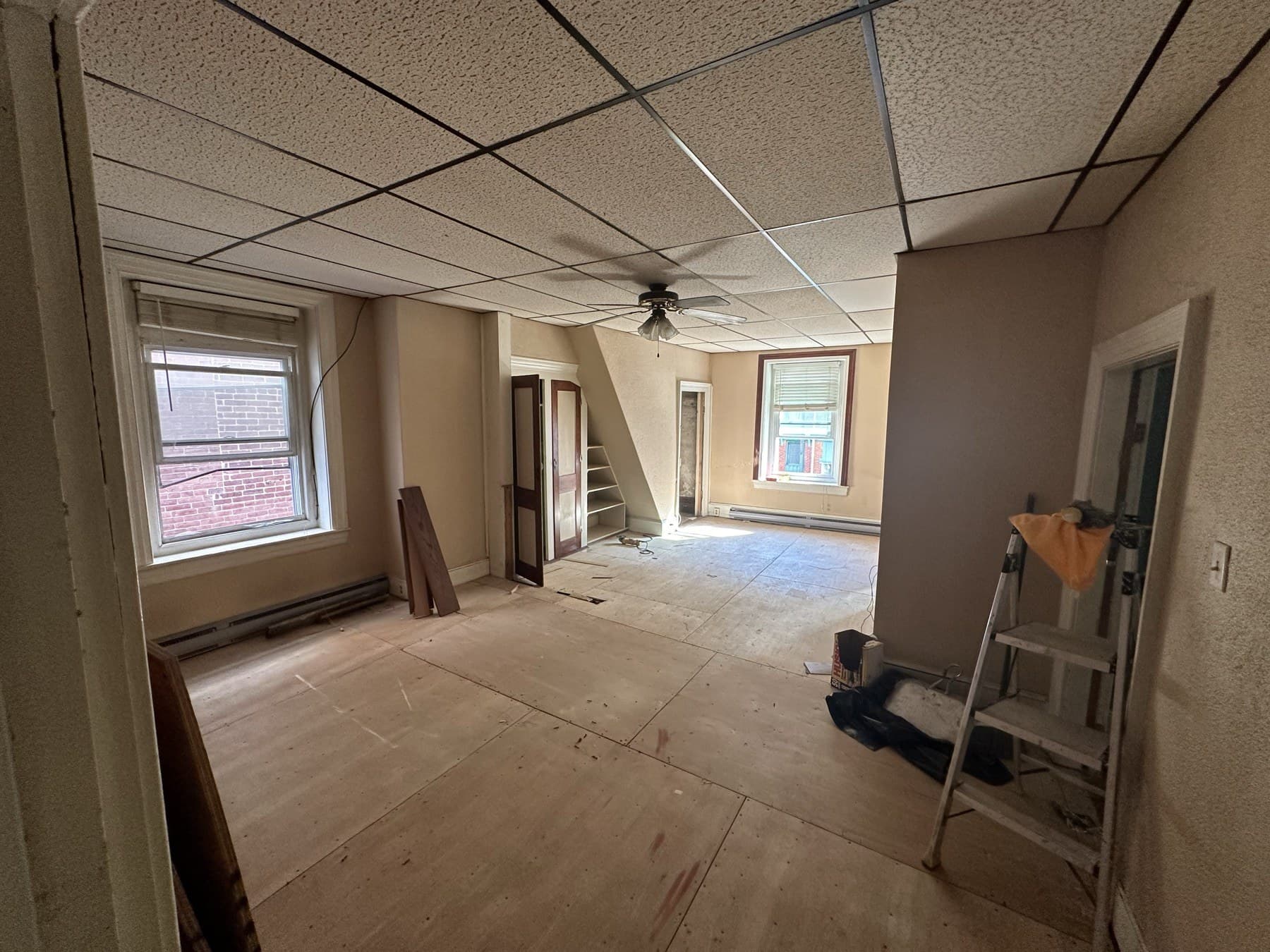 Second floor room during flooring and painting work in Slatington PA