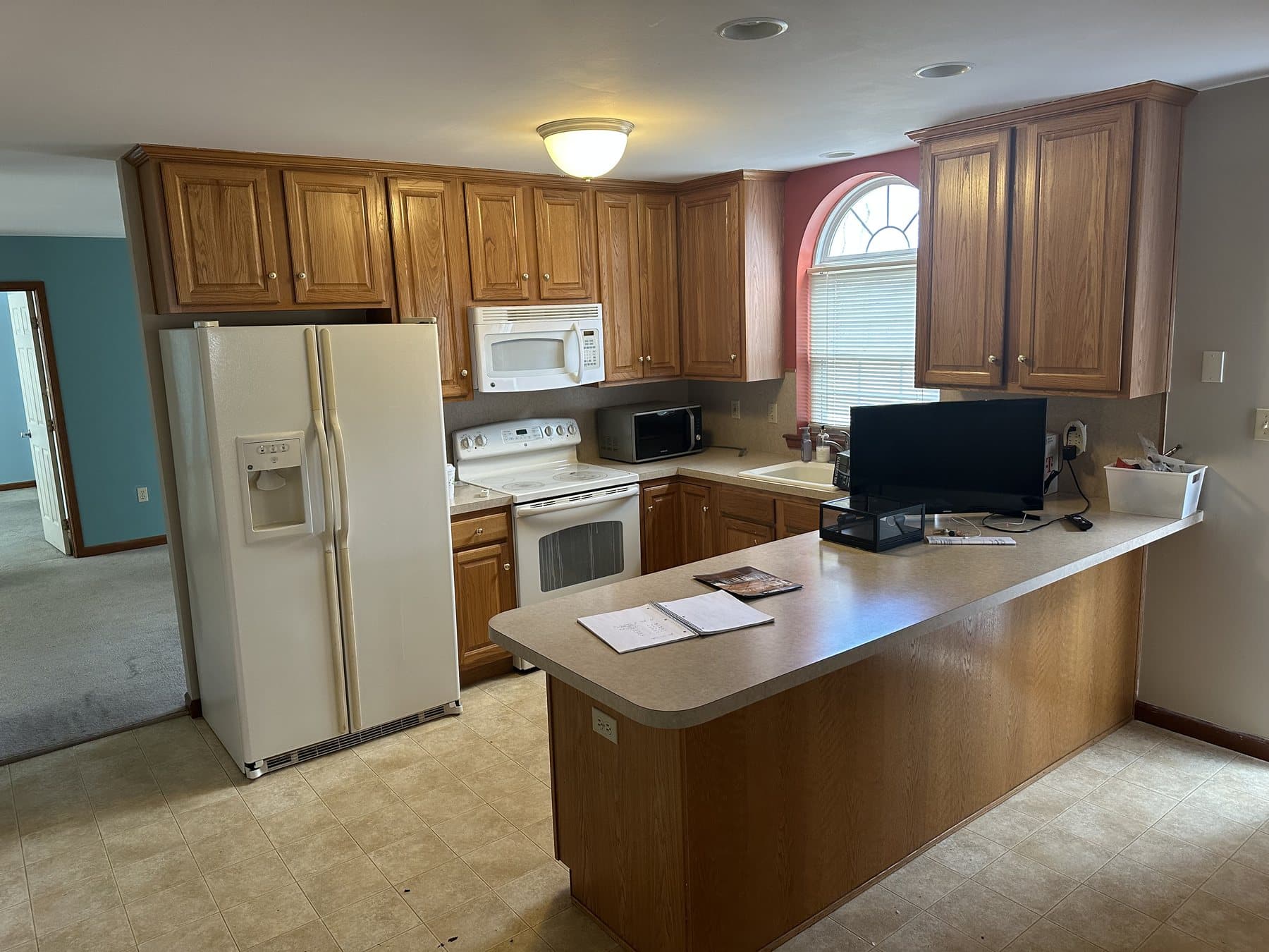 Before photo of older oak kitchen before remodeling in Southside Allentown