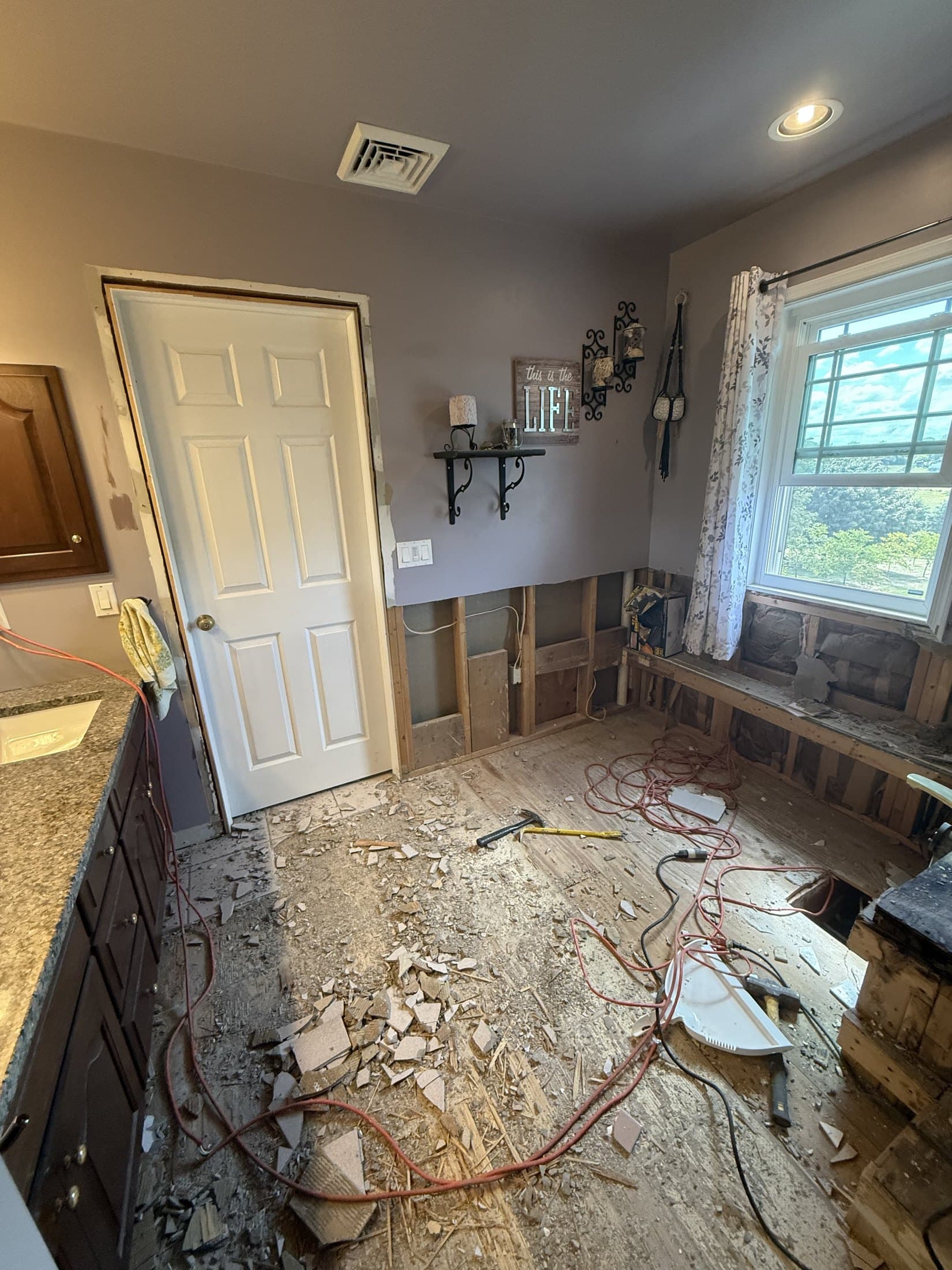 Bathroom demolition and rough wall areas during a remodel in Allentown PA