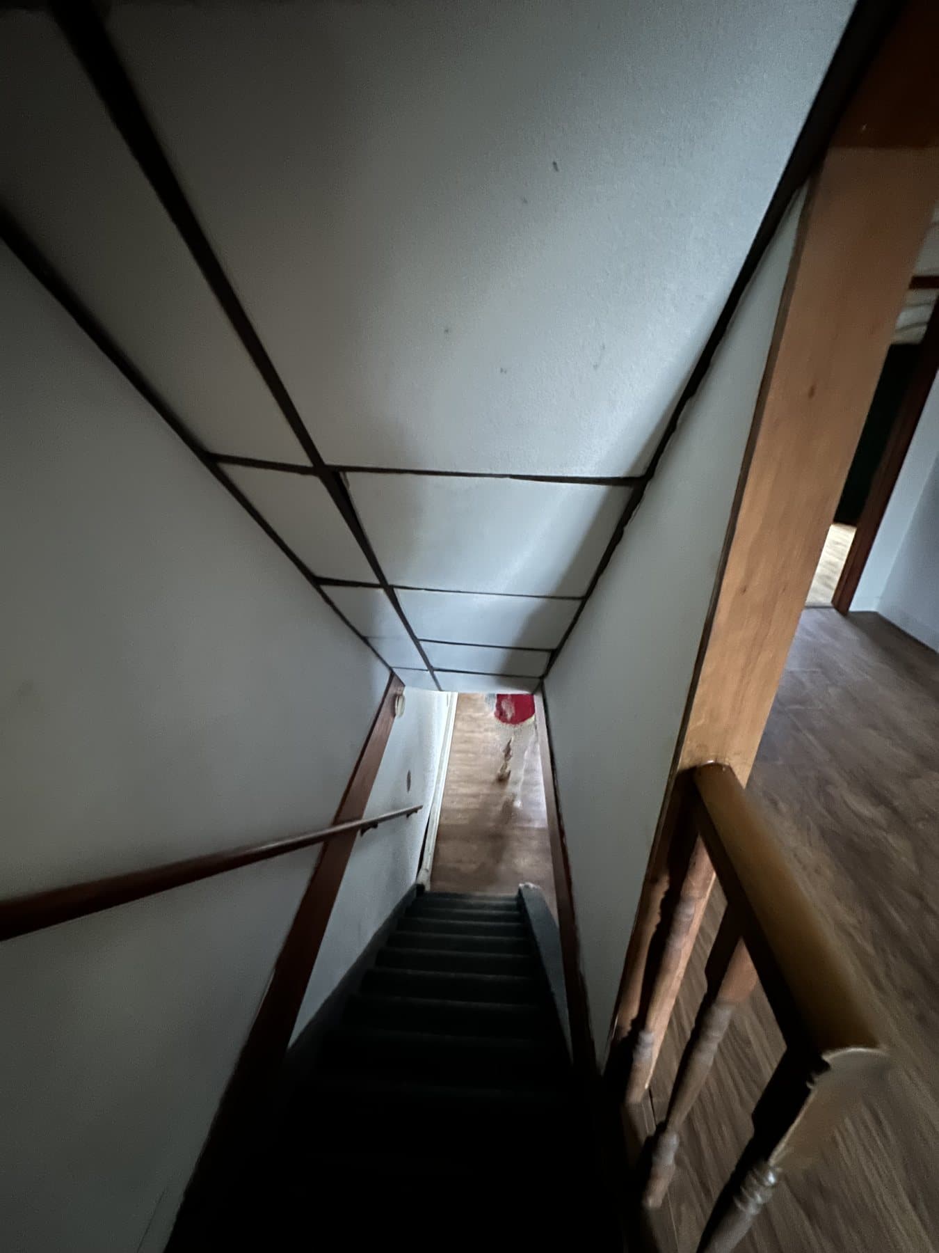 Before photo of stair hall before interior renovation in Bethlehem