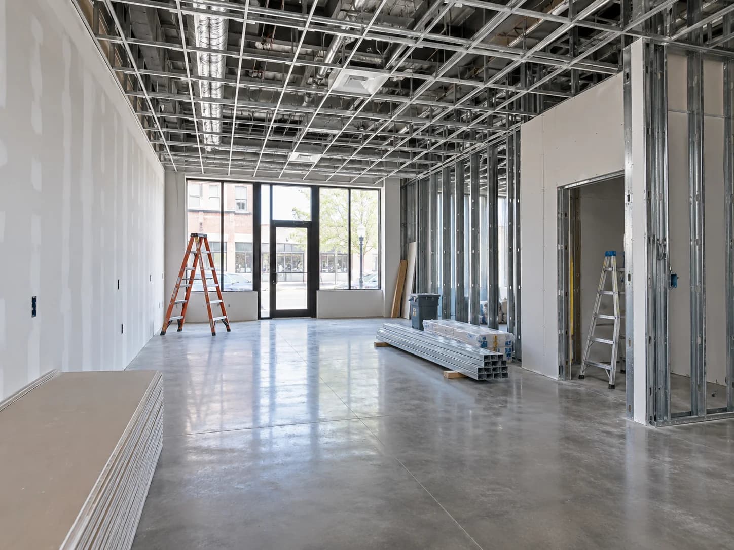 Commercial interior build-out in progress in Allentown, PA by Vene Construction