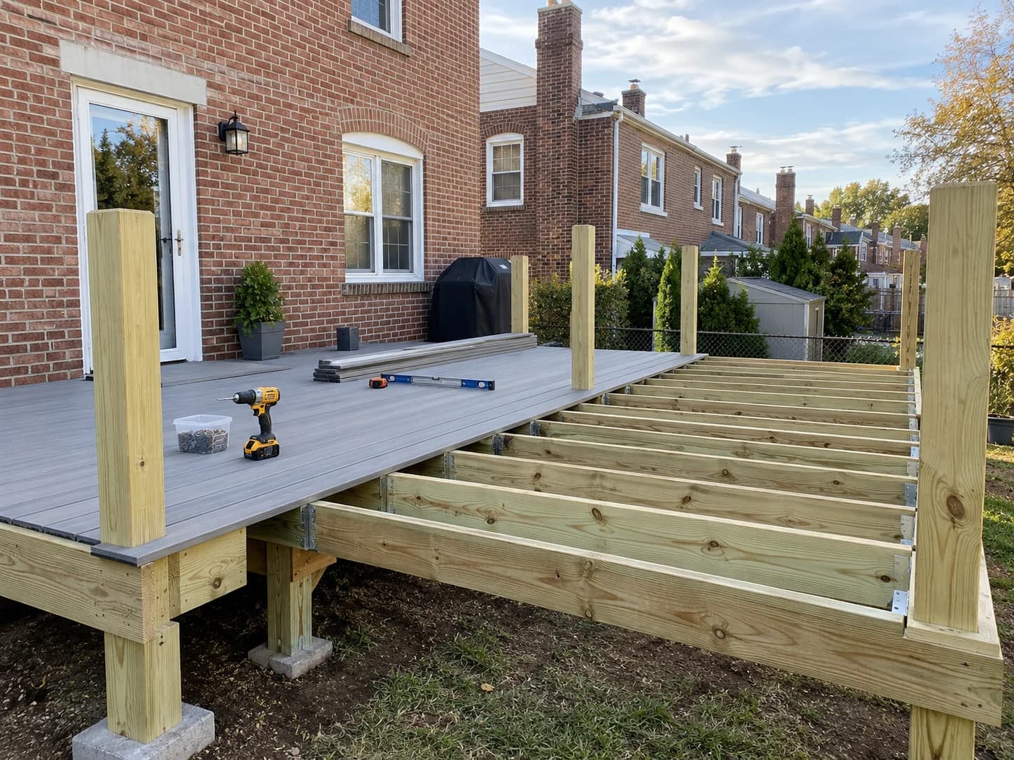 Deck construction in progress in Allentown, PA by Vene Construction