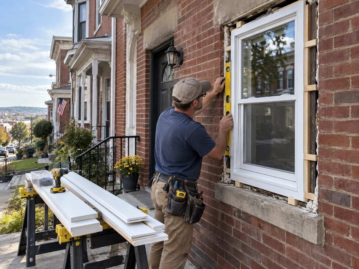 Window replacement in progress in Allentown, PA by Vene Construction