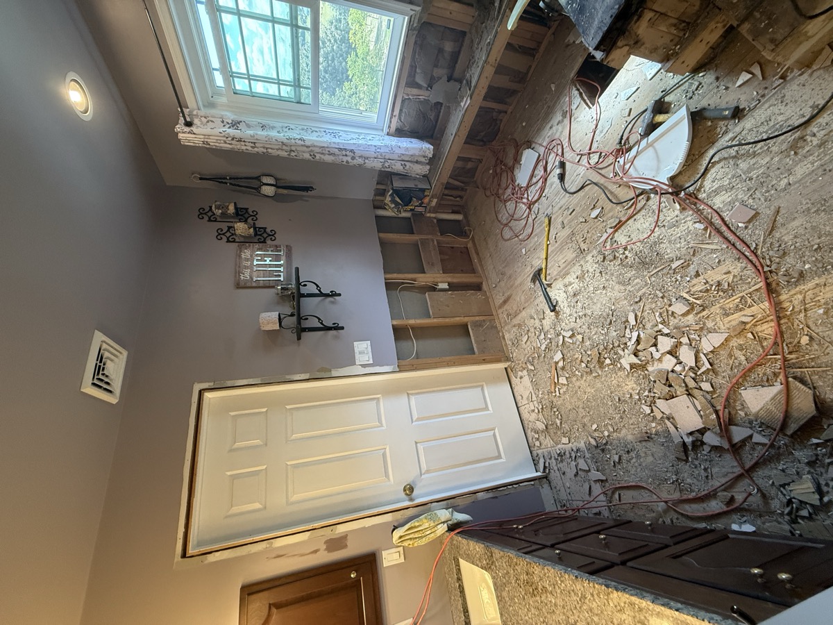 Bathroom layout showing walk-in shower and tub