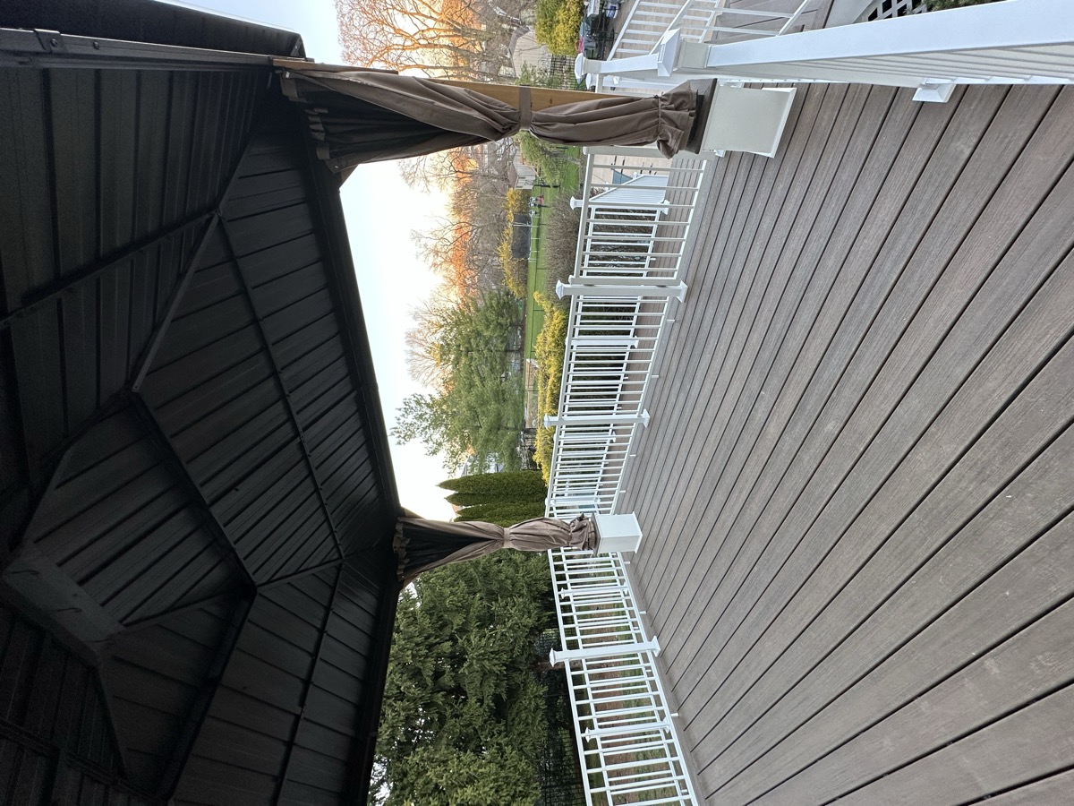 Deck surface and white guardrail detail